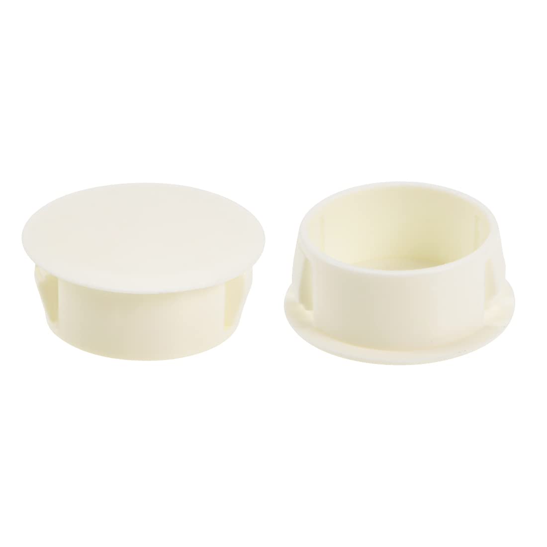 sourcing map Hole Plugs Beige Plastic 22mm(7/8-inch) Snap in Locking Hole Tube(21.5-22mm ID) Steel Furniture Fencing Post Pipe Insert End Caps for Fitness Equipment 25 Pcs