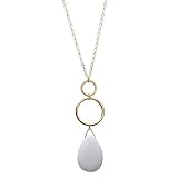 CONCISE ROYAL Gold Tone Long Necklaces for Women, Teardrop Gemstone Healing Crystal Chakra Stone Pendant Necklace in Jewelry Gift Bag, 32+3 Inch
