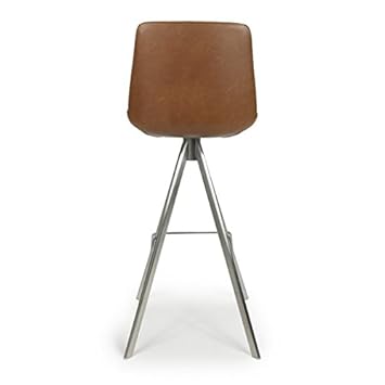 Urban Tan Antiqued Leather Match Skypod Scoop Seat Bar Chair