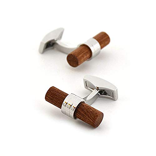 Merit Ocean Natural Wood Cufflinks Men's Wooden Cuff Links Wedding Business with gift box - Thumbnail 6