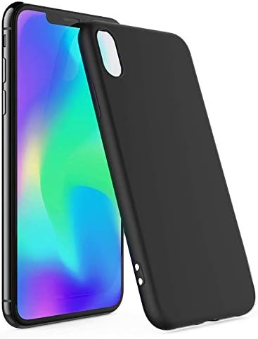 Liquid Silicone Case for Apple iPhone XR (2018) Premium Anti-Scratch Rubber // Matte Black Shockproof Soft Shell Cover for iPhone XR (2018) (Black)