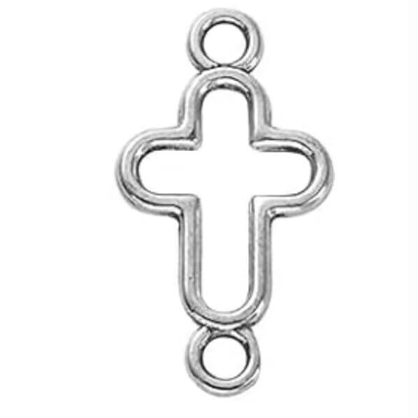 Airssory 100 Pcs Antique Silver Religion Charms Jesus Crucifix Cross Alloy Charms Vintage Hollow Cross Connector Charms for DIY Jewellery Craft Bracelet