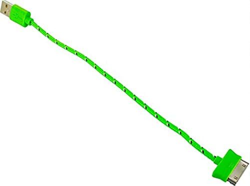 30 Pin Apple Charger 4/4S iPad USB Braided Rope Heavy Duty Sync Data Cable Cord 3FT - Neon Green