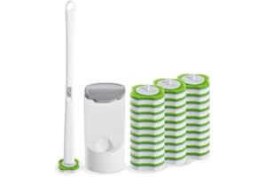 Disposable Toilet Brush,Toilet Bowl Brush and Holder Set with 30 Magic Sponge Eraser Wand Refills, Wall Mounted Cleaning Brus