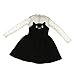 MonkeyJack Trendy Cat Face Frock Skirt Dress w/ Lace Sleeve for 1/3 BJD SD MSD DOD AS DZ Clothes Dress Up Black