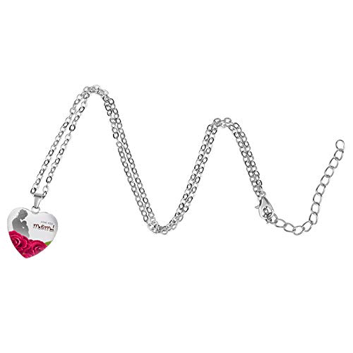 Ymibull Mother\'s Day Love Heart-Shaped Necklace Pendant Gifts for Mum Mother Daughter Love Heart Necklace Pendant (B)