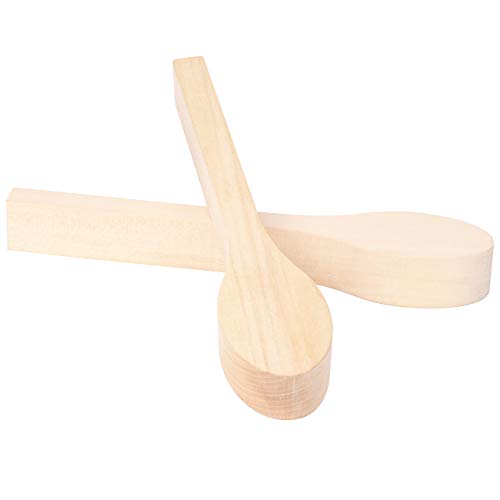 2 Pack Wood Carving Spoon Blank Basswood Unfinished Wooden Craft Whittling Kit for Whittler Starter Kids