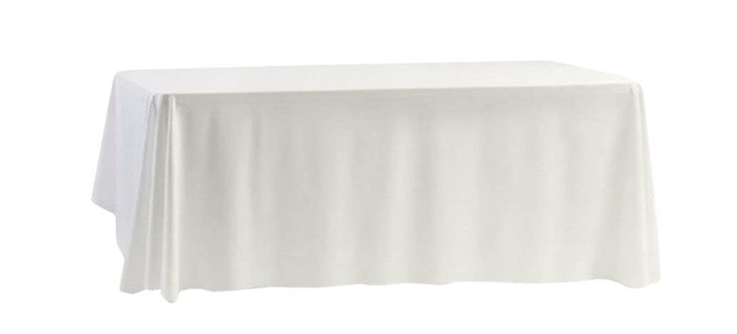 Sterling Mill Seamless Finish Polyester Rectangle Tablecloth for Weddings, Christmas Dinner Parties, Banquets and Events - White & Black (Plain White, 52"x90" Rectangle)