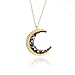 LAONATO Crescent Moon and Black CZ Necklace, 25 inches (Gold)