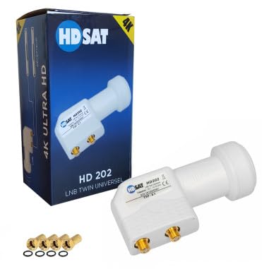 HDSAT HD202 LNB Twin Full HD 4K Parabolic Head 2 Outputs 0.1dB + 4 Gold F Plugs