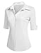 HOTOUCH Womens 3/4 Sleeve Button Down Shirt with Stretch, 5_White, XX-Large