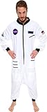 Silver Lilly One Piece Astronaut Pajamas - Adult Space Jumpsuit Cosplay Costume (White, Medium)