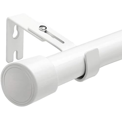 Curtain Rod Rod Curtain Poles with Support for Living Room Bedroom 84-185 cm (White Φ25 mm)