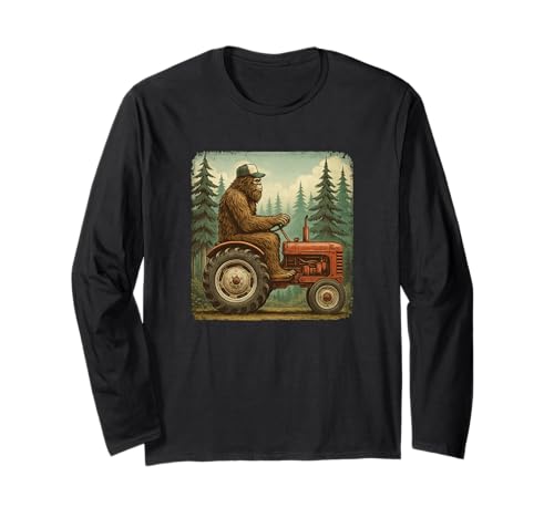 Funny Farmer Design Men Tractor Rancher Farm Dad Distressed Long Sleeve T-Shirt