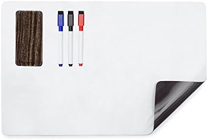 Dry Erase Whiteboard for Kitchen Fridge - 3 Markers and Eraser - 17" x 11"