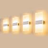 Yafido 4 stuks wandlampen voor binnen, led-wandlamp, 12 W, acryl wandverlichting, modern up-down, warmwit, 3000 K, voor…