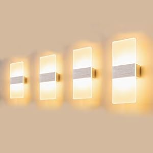 Yafido 4 stuks wandlampen voor binnen, led-wandlamp, 12 W, acryl wandverlichting, modern up-down, warmwit, 3000 K, voor…