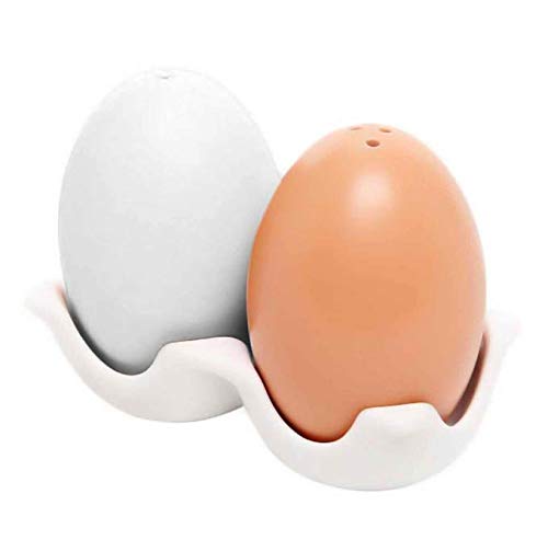 Homies International (Set of 2) Ceramic Easter Egg Shaped Seasoning Bottle herb and Spices Salt/Pepper Shaker Kitchen & Dining Cooking Tool in Crate Cartoon