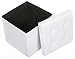 Fresh Home Elements FHE 15” Tufted Folding Storage Ottoman Cube, 15 x 15 x 15, White Vegan Faux Leather, Easy Transformation for Extra Storage, Seating, and Foot Rest, Family, Guests, Decluttering