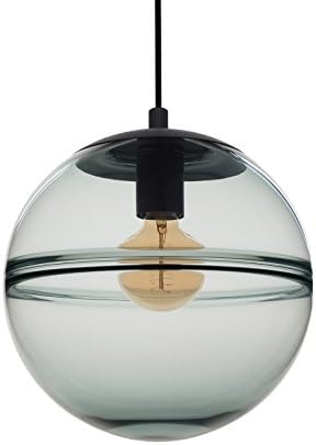 CASAMOTION Optic Contemporary Hand Blown Glass Pendant Light, Ceiling Hanging Lighting Fixtures, Light Blue