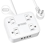 Power Strip with USB, TROND Flat Plug Extension