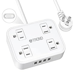 Power Strip with USB, TROND Flat Plug Extension