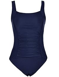 Mycoco Traje de baño estilo bikini con estampado floral, talla grande, una pieza con control de abdomen