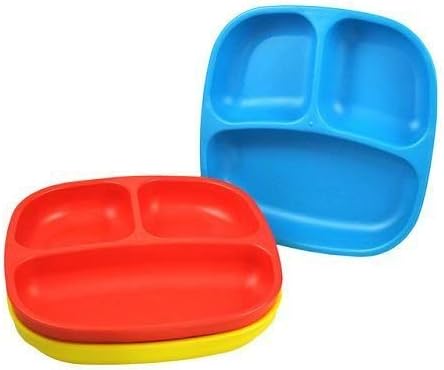 Re Play 3 Count Divided Plates, Red, Yellow, Blue Kids, Infant, Child by Dandelion