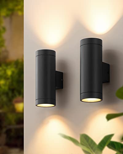 EDISHINE Up Down Outside Lights, Waterproof Up and Down Lights Outdoor IP44, Outdoor Wall Light, Weather Resistant, Outside House Light for Front Door, Garage, Garden, 2 Pack