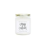 Cozy Cabin Natural Soy Wax Candle Glass Jar Scented Orange Zest Cinnamon Cranberry Woods Bayberry Fall Holiday Christmas Winter Made in USA Bathroom Accessories Stocking Stuffer Lead Free Wick