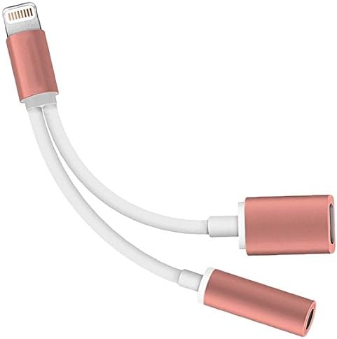 Oloen l008 2-in-1 Lightning IPhone 7/7 Plus Adapter Charge and Headphone, Audio Jack Splitter 91902, 3.5 mm, Rose Gold