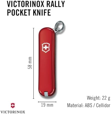 Schweizer Taschenmesser Rally, Mini für Schlüsselanhänger, Swiss Army Knife, 9 Funktionen, Klinge, Phillips-Schraubendreher 0/1