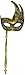 Beistle Glittered Mask w/Stick - Gold