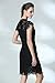MEROKEETY Women's Sleeveless Lace Floral Elegant Cocktail Dress Crew Neck Knee Length for Party