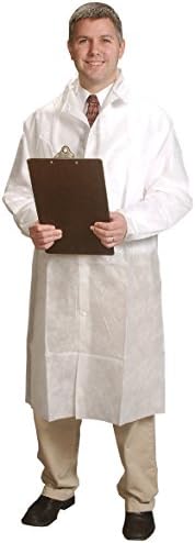 Alpha Pro Tech FK-12122-2 Critical Cover GenPro Frock with Raglan Sleeve, Snap Collar and Closure, Elastic Cuff, Medium, White (Case of 30)