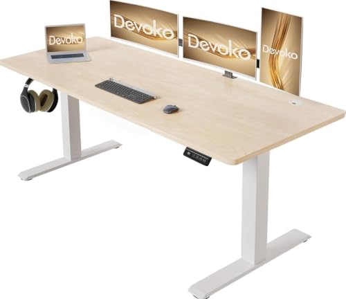 Devoko Elektrisch Höhenverstellbarer Schreibtisch 160 x 60 cm, Beige