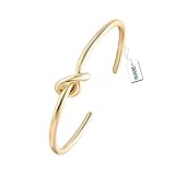 SENFAI Love Tie The Knot Simple Cuff Bracelet Bangles Gold Silver Rose Gold Easy Adjustable