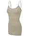 Emmalise Clothing Women's Basic Casual Plain Long Camisole Cami Top Tank, Oat, X-Large