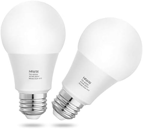 Sensor Light Bulbs Dusk to Dawn LED Light Bulbs Smart Light Lamp 7W E26/E27 Auto On/Off,Indoor/Outdoor for Porch Garage Garden Hallway(Daylight White 4000K,2 Pack)