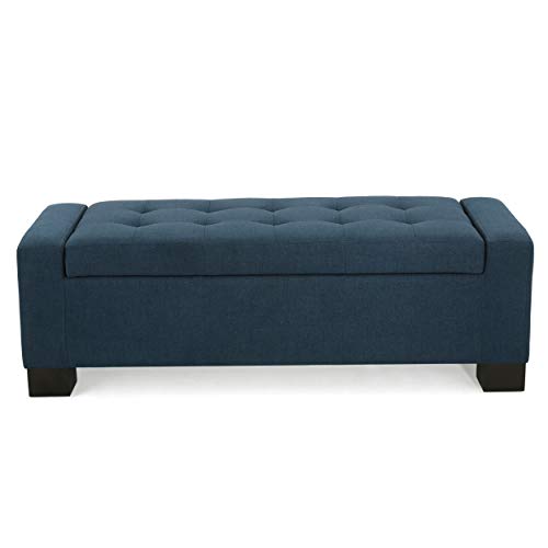 Rothwell Dark Blue Fabric Storage Ottoman