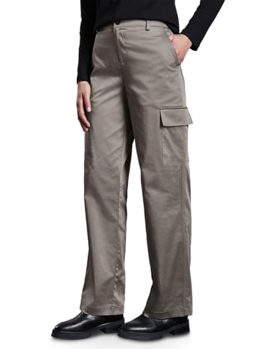 Street One A378527 Pantalon Cargo à Jambes Droites, Ashen Maple Beige, 38W / 30L Femmes