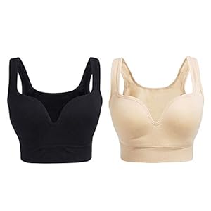 URPLITY Women’s Seamless Sports Bra Yoga Bra Padded Cotton High Impact Push Up Support Pullover Breathable Comfy Sport Camisole U Plunge Bra