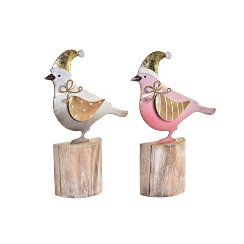 DKD Home Decor Weihnachtsschmuck der Marke, grau und Gold, aus Metall (12,5 x 3 x 17,5 cm) (2 Stück)