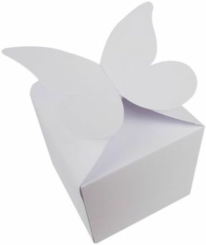 10 x White Large Butterfly Top Wedding Favour Boxes, Size: 80mm x 80mm x 80mm