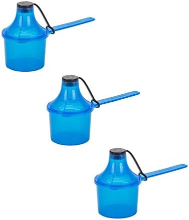 The Scoopie (3 Count, 8 Ounces Per Unit, Blue) Travel Ready Supplement Container, On The Go Powder Formula Storage, Scoop with Attached Funnel Dispensing System for Baby Bottles and Water Bottles