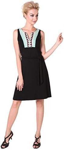 Chic Mariposa Mint Aztec Neck Line Women’s Summer Dress - Black - L
