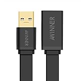 AWINNER USB 3.0 Extension Cable A Male to A Female USB Extender Cord Black -Free Lifetime Replacement Warranty (0.5M-Flat)