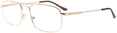 Eyekepper Blue Light Blocking Eyewear Memory Titanium Computer Eyeglasses Men Women, Transparent Lens (Gold,+0.00)