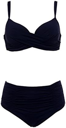 Andzhelika Women Plus Size Swimsuit New Dot Sexy High Waist Bikinis Set Fold Beach Bikini Swim Suits Monokini (XXL, Beep Blue 18666)