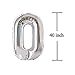 Silver 40 Number Balloons Big Giant Jumbo Large Number 40 Foil Mylar Balloons for Women Men 40th Birthday Party Supplies 40 Anniversary Events Decoration